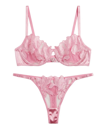 Non Padded Bra Set - Roselle Bloom - Pink