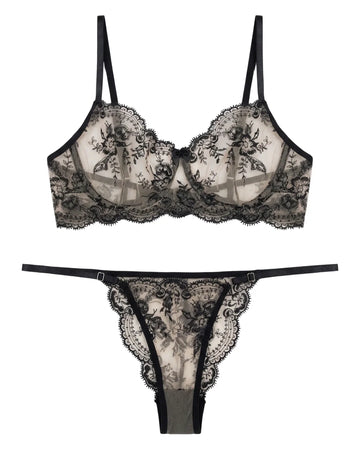 Non Padded Bra Set - Florisse - Black