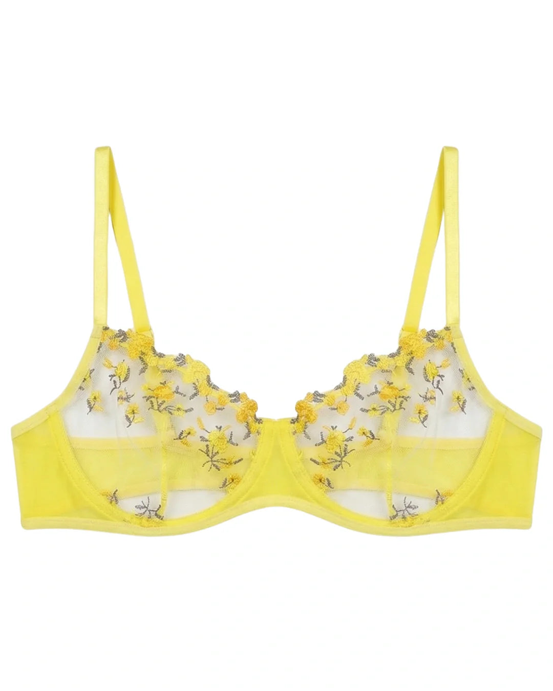 Non Padded Bra Set - Noir Rose - Yellow