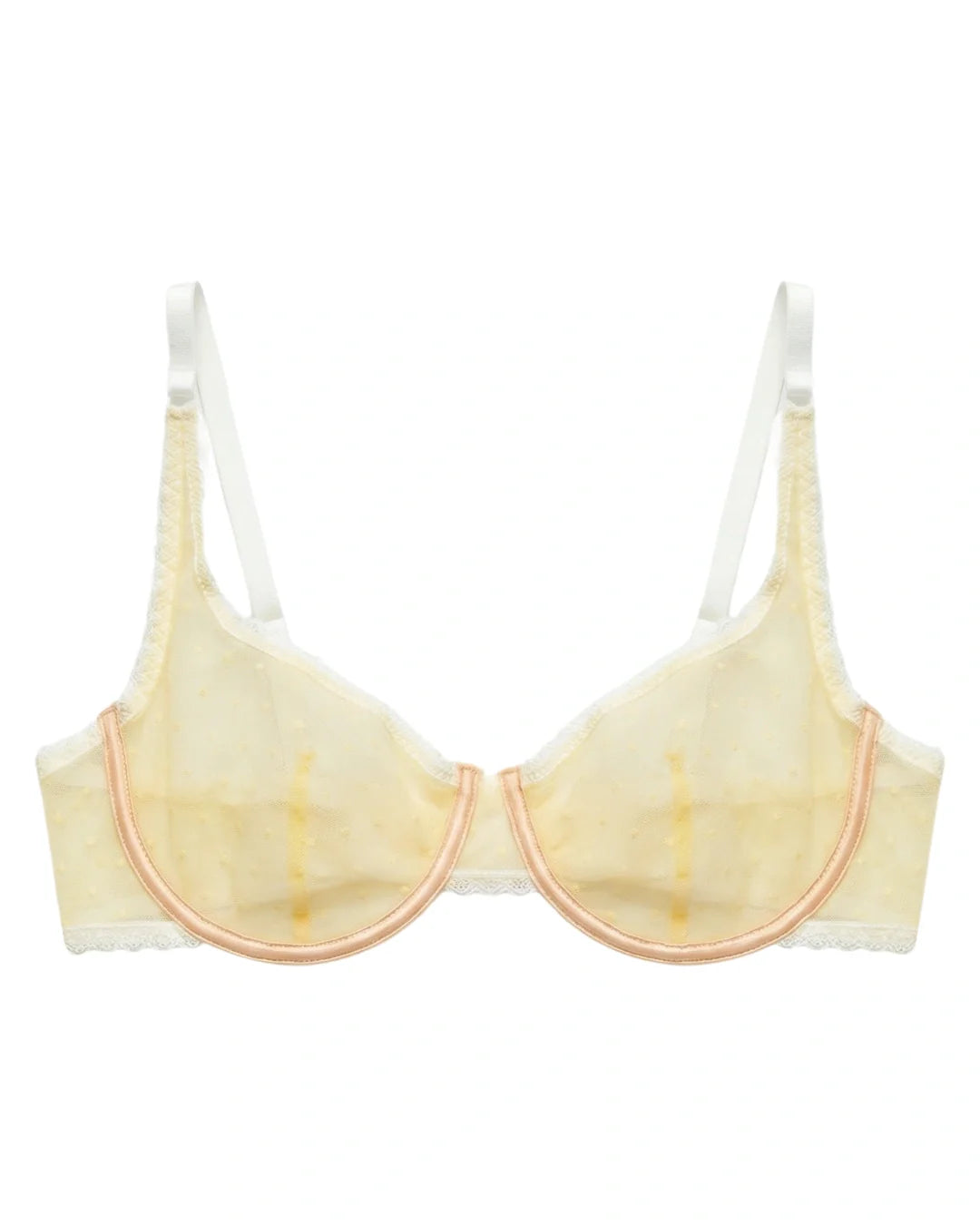 Non Padded Underwired Bra Set - Dot Mesh